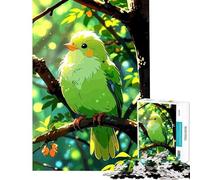 Puzzle de 1000 pièces pour Adolescents Oiseau Vert sur Une Branche Jeu d'art numérique Jeu éducatif Idée Cadeau éducative (Dimensions 38x52cm)