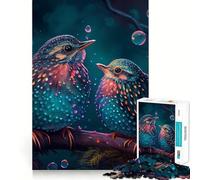 Puzzle de 1000 pièces pour adolescents oiseaux et bulles de savon Projet d'art précis de bords Résolution de problèmes Plaisir Jeu confortable pour la décoration de la période de Noël (50 x 75 cm)
