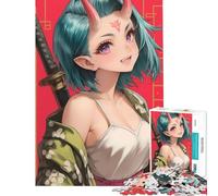 Puzzle de 1000 pièces pour Adolescents Oni Samurai Girl Sword Activités Amusantes à la Maison Défi Difficile Jeu Pratique Convient aux Personnes de 14 Ans et Plus (38x52cm)