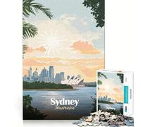 Puzzle de 1000 pièces pour Adolescents Opéra de Sydney au Coucher du Soleil Jeu d'adresse et de réflexion Loisirs et Divertissement Décoration de Noël pour la Maison (50x75cm)