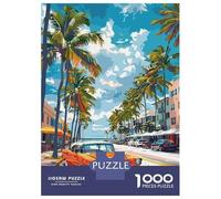 Puzzle De 1000 Pièces Pour Adolescents Orange Classic Car on Tropical Street Puzzles Pour Adultes Découpe De Précision Stimule Le Cerveau Jeu Amusant Et Stimulant Pour Toute La Famille 38x26cm/1000pcs