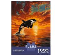 Puzzle De 1000 Pièces pour Adolescents Orca Sunset Ocean Scenic Puzzle pour Adultes Jeux De Détente Course De Vitesse Manuelle Cadeaux De Noël Et d'anniversaire 38x26cm/1000pcs