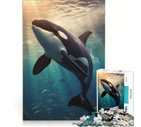 Puzzle de 1000 pièces pour Adolescents Orque Plongeon au Coucher du Soleil Jeu Manuel améliore la mémoire Cadeau pour Les Amis et la Famille 38x52cm