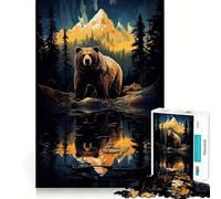 Puzzle de 1000 pièces pour Adolescents Ours Brun Grizzly Nature Design Finement découpé Jeu de Concentration Cadeau Temps de détente Loisirs Cadeau de Noël (38x52cm)