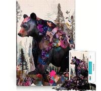 Puzzle de 1000 pièces pour adolescents ours dans la forêt projet d'art précis résolution de problèmes plaisir jeu confortable décoration de Noël (50 x 75 cm)