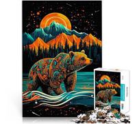 Puzzle de 1000 pièces pour Adolescents Ours dans Un Paysage de Montagne pour Les 14 Ans et Plus Jeux Amusants Activités Amusantes à la Maison, Cadeaux d'anniversaire, Cadeaux de Voyage。