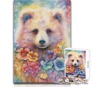 Puzzle de 1000 pièces pour Adolescents, Ours en Peluche et Fleurs, Jeu éducatif Impossible à Apprendre, Cadeau d'anniversaire (Taille 50x75cm)
