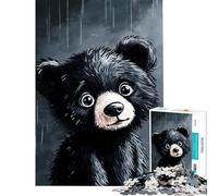 Puzzle de 1000 pièces pour Adolescents Ours Mignon sous la Pluie Jouet éducatif et ludique Activité familiale Cadeau d'anniversaire (Dimensions 38x52cm)