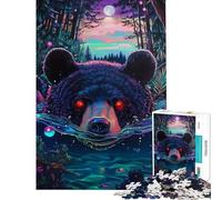 Puzzle de 1000 pièces pour Adolescents Ours Mystique au Clair de Lune Jouet addictif pour cultiver la Patience Jeu Amusant Cadeau Anti-Stress pour Femmes et Hommes (Taille 75x50cm)