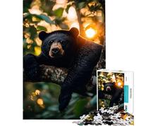 Puzzle de 1000 pièces pour Adolescents Ours Noir se Relaxant dans Un Arbre Jeu Amusant et addictif pour cultiver la Patience Cadeau d'anniversaire idéal pour s'amuser en Famille (Dimensions 75x50cm)