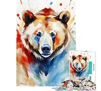 Puzzle de 1000 pièces pour Adolescents Ours Peint à l'aquarelle Jeu intellectuel et Manuel Anti-Stress pour Les Amateurs de Jeux (Taille 50x75cm)