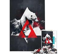 Puzzle de 1000 pièces pour Adolescents Ours Polaire Abstrait Rouge défi Difficile à relever Jouet à Monter soi-même à partir de 14 Ans (38x26cm)