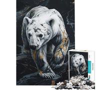 Puzzle de 1000 pièces pour Adolescents Ours Polaire aux veines dorées défi à réaliser à la Main Jeu Relaxant de Course de Vitesse pour Les 14 Ans et Plus (38x26cm)