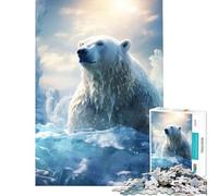 Puzzle de 1000 pièces pour Adolescents Ours Polaire dans Un Monde de Glace Jeu éducatif et Stimulant Jouet Familial Course de Vitesse Manuelle Cadeau d'anniversaire (38x52cm)