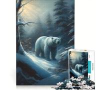 Puzzle de 1000 pièces pour Adolescents Ours Polaire dans Une forêt enneigée Jouet à Monter soi-même défi à relever Cadeau d'anniversaire Cadeau de Voyage 50x75cm