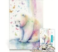 Puzzle de 1000 pièces pour Adolescents Ours Polaire Mignon Jeu Pratique Défi Difficile Collection d'artistes Beaux-Arts 50x75cm