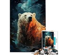 Puzzle de 1000 pièces pour Adolescents Ours Polaire Nuits Jeu de Puzzle Relaxant pour Adultes Défi Difficile Cadeau de Noël ou d'anniversaire (Dimensions 38x26cm)