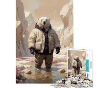 Puzzle de 1000 pièces pour Adolescents Ours Polaire surréaliste Jeu de réflexion Stimulant sur Le thème de la Nature pour s'amuser en Famille (Dimensions 38x26cm)