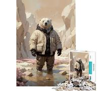 Puzzle de 1000 pièces pour Adolescents Ours Polaire surréaliste Jouet Nature Jeu éducatif Jeu Impossible Cadeau Amusant pour Toute la Famille Idéal pour Les Anniversaires (Dimensions 75x50cm)