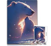Puzzle de 1000 pièces pour Adolescents - Ours Polaires dans Un Paysage enneigé - Jeu au Design Magnifique et Complexe - Idéal comme Cadeau - Dimensions : 38x26cm