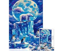 Puzzle de 1000 pièces pour Adolescents Ours Polaires et Pingouins sur la Glace Jeu à Monter soimême Idéal pour Les Jeux et Les cassetêtes Stimule Le Cerveau Dimensions 38x26cm