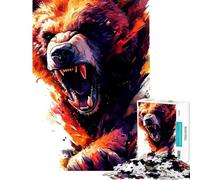 Puzzle de 1000 pièces pour Adolescents Ours Rugissant Art numérique Difficile à compléter Cadeau d'anniversaire Décoration intérieure Jouet pour Les 14 Ans et Plus (50x75cm)