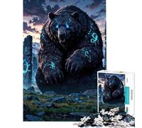 Puzzle de 1000 pièces pour Adolescents Ours runique Antique Gardien des Pierres mystiques Jeu Relaxant Jouet addictif pour cultiver la Patience œuvre d'art à Offrir décoration Murale (38x26cm)