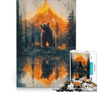 Puzzle de 1000 pièces pour Adolescents Ours se reflétant dans Un Paysage de Montagne, Jeux de société en Famille, améliore la mémoire, avec Poster et fiche de Questions-réponses Assortis 38x52cm