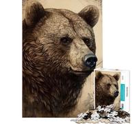 Puzzle de 1000 pièces pour Adolescents Ours Vintage Décoration Murale Jeu de Course Manuelle Stimule Le Cerveau (Dimensions 38x52cm)