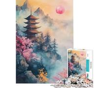 Puzzle de 1000 pièces pour Adolescents Pagode Japonaise dans Une Montagne brumeuse Jeu Relaxant et intellectuel pour Toute la Famille (38x26cm)