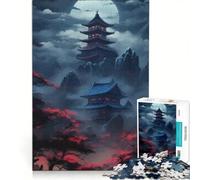 Puzzle de 1000 pièces pour Adolescents Pagodes japonaises dans Un Paysage Brumeux, Jeu Manuel, Difficile et Stimulant, Cadeau Original 50x75cm