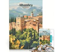 Puzzle de 1000 pièces pour Adolescents, Palais de l'Alhambra, Espagne, Jeu éducatif, décoration Murale, idéal comme Cadeau 38x52cm