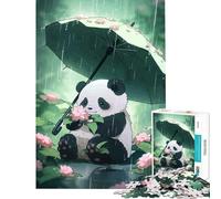 Puzzle de 1000 pièces pour Adolescents Panda avec Parapluie sous la Pluie Jeu Amusant et addictif pour cultiver la Patience pour Femmes et Hommes (Dimensions 38x26cm)
