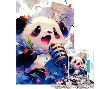 Puzzle de 1000 pièces pour Adolescents Panda Chanteur avec Microphone Difficile et Stimulant mais Amusant et Humoristique Décoration Murale Convient aux 14 Ans et Plus 38x52cm