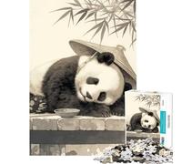 Puzzle de 1000 pièces pour Adolescents Panda endormi Vintage Jeu éducatif et Relaxant Une œuvre d'art Cadeau d'anniversaire (Dimensions 75x50cm)
