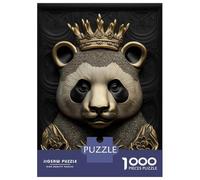 Puzzle De 1000 Pièces pour Adolescents Panda Gold Relief Deco Puzzle Adulte Jeu Manuel D'assemblage De Motifs Idéal comme Cadeau 38x26cm/1000pcs