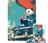 Puzzle de 1000 pièces pour Adolescents Panda Japonais en Kimono Jeu Manuel éducatif et Stimulant Cadeau pour Femmes et Hommes décoration intérieure (Dimensions 38x52cm)