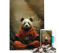 Puzzle de 1000 pièces pour Adolescents Panda Moine Mystique et méditation Jeu éducatif et Stimulant idéal pour Toute la Famille mais Aussi Un Cadeau Amusant et Humoristique pour Les Anniversaires