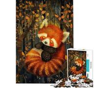 Puzzle de 1000 pièces pour adolescents panda roux endormi puzzle pour adultes jouet à monter soi-même cadeau pour passer le temps pendant les vacances à la maison pour les amis et la famille (50x75cm)