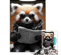 Puzzle de 1000 pièces pour Adolescents Panda Roux lisant Le Journal aux Toilettes Un défi Difficile à relever Jouet à Monter soi-même à partir de 14 Ans (50x75cm)