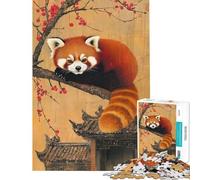 Puzzle de 1000 pièces pour Adolescents Panda Roux sur Une Branche d'arbre Jeu éducatif Jouet Cadeau de Père Noël Secret Activités familiales (Taille 38x52cm)