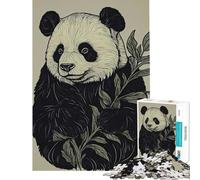 Puzzle de 1000 pièces pour Adolescents Panda Souriant avec des Feuilles Activités Amusantes à la Maison pour améliorer la mémoire et Jouer en Famille Convient aux 14 Ans et Plus (38x52cm)