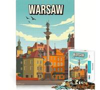 Puzzle de 1000 pièces pour Adolescents Panorama de Varsovie, Pologne, Art Finement découpé, entraînement à la Concentration, Jeu Amusant et Calme, Cadeau de Noël (38x52cm)