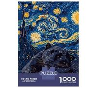 Puzzle De 1000 Pièces pour Adolescents Panther in Starry Night Style Puzzle pour Adultes Jeu Familial Décoration Intérieure Cadeaux Uniques d'anniversaire Et De Noël 52x38cm/1000pcs