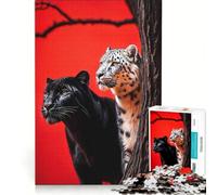 Puzzle de 1000 pièces pour Adolescents Panthère et léopard des neiges Jeu Amusant entraînez Votre Cerveau et Vos Mains défi Unique 38x52cm
