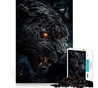 Puzzle de 1000 pièces pour Adolescents Panthère Noire aux Yeux de feu,Finitions impeccables,Jeu de logique et de Concentration,Moment de détente et de Divertissement,Cadeau Artistique de Noël 50x75cm