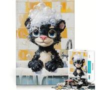 Puzzle de 1000 pièces pour Adolescents Panthère Noire L'heure du Bain Découpe précise Jeu Stimulant et Relaxant Décoration de Noël (38x52cm)