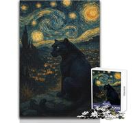 Puzzle de 1000 pièces pour Adolescents Panthère Noire sous Un Ciel étoilé, idéal pour Passer Le Temps en Famille, Cadeau Parfait (Taille 50x75cm)