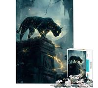 Puzzle de 1000 pièces pour Adolescents Panthère Noire sur ruines Antiques Idéal pour Un Anniversaire ou Noël Jeu éducatif et Amusant pour Toute la Famille Convient aux Personnes de 14 Ans et Plus