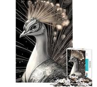 Puzzle de 1000 pièces pour Adolescents Paon argenté orné de Bijoux Puzzle Animalier Décoration Murale Motif à Assembler Cadeau Anti-Stress (Taille 38x52cm)